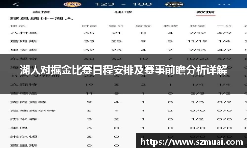 湖人对掘金比赛日程安排及赛事前瞻分析详解